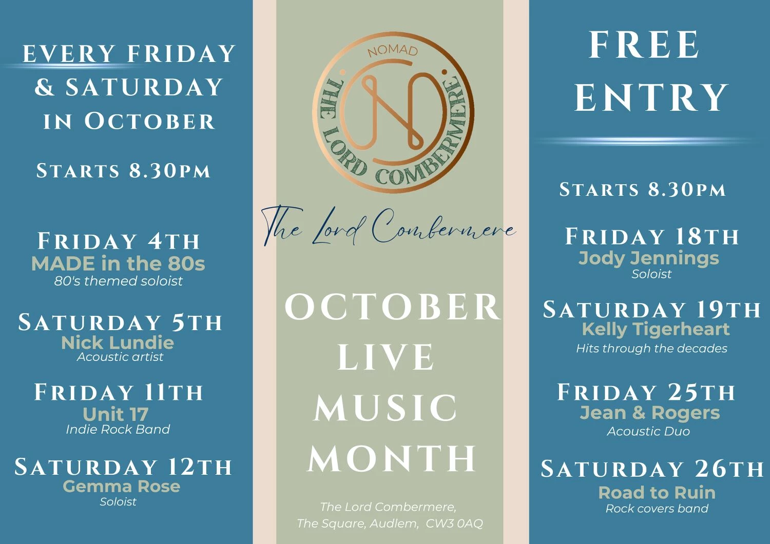 live music sign a4 landscape