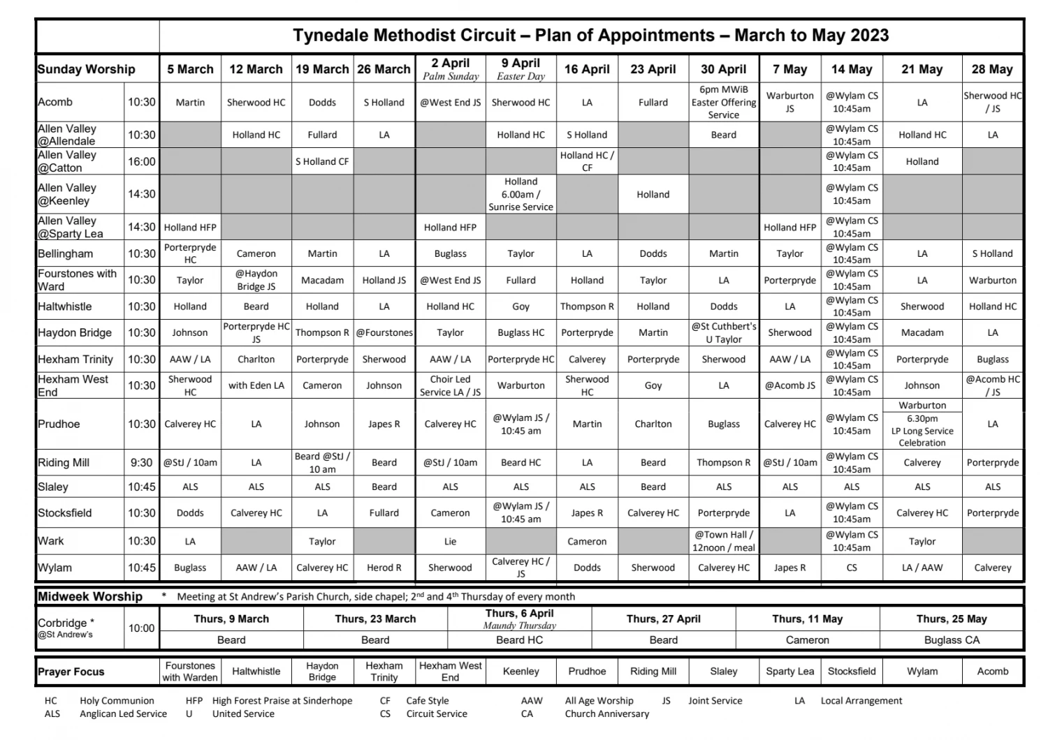 march to may 2023  plan grid