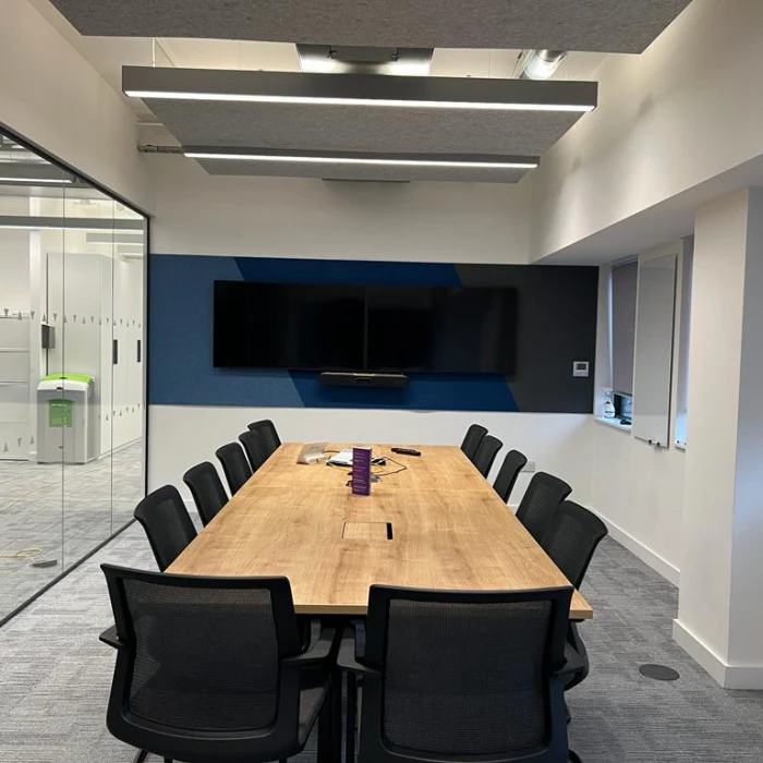meeting room with table at qbe offices in manchester