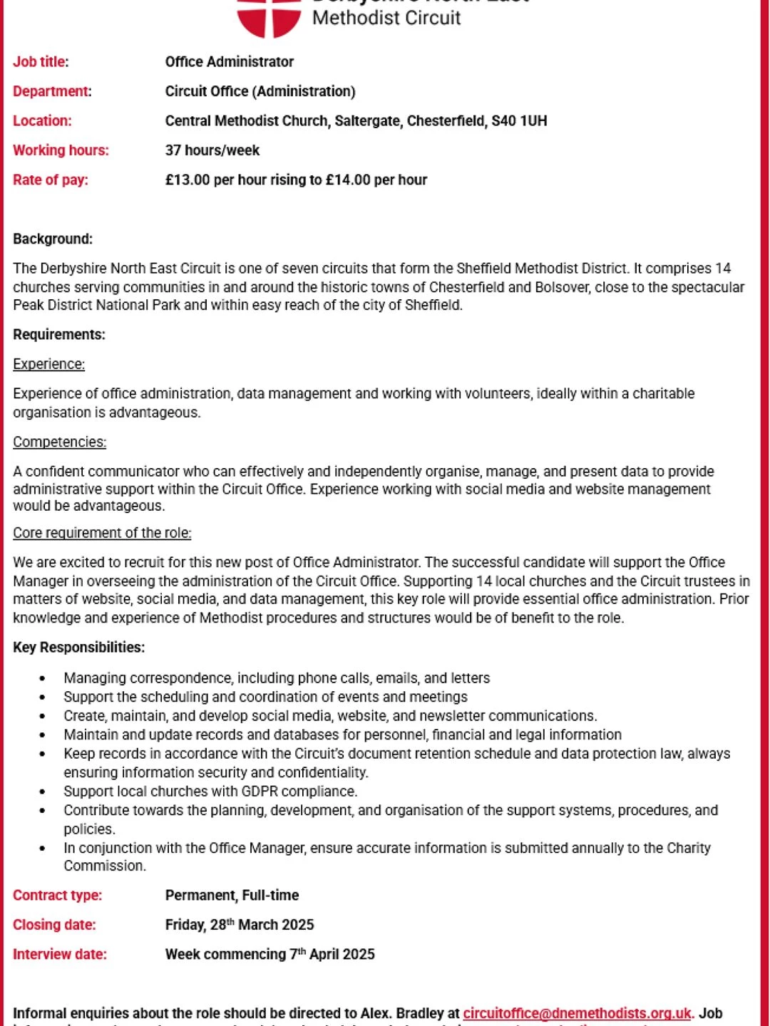 office administrator advert