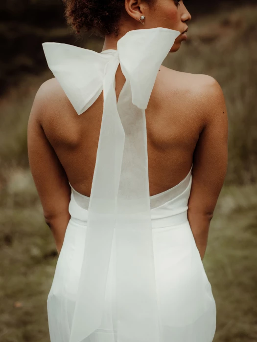 organza bow back halter top silk p
