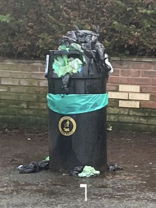 overflowing bin