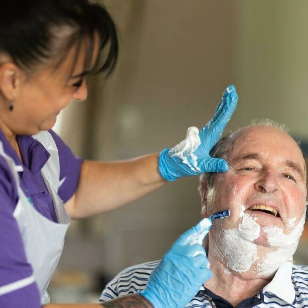paul pictured with carers carrie schofield shavin