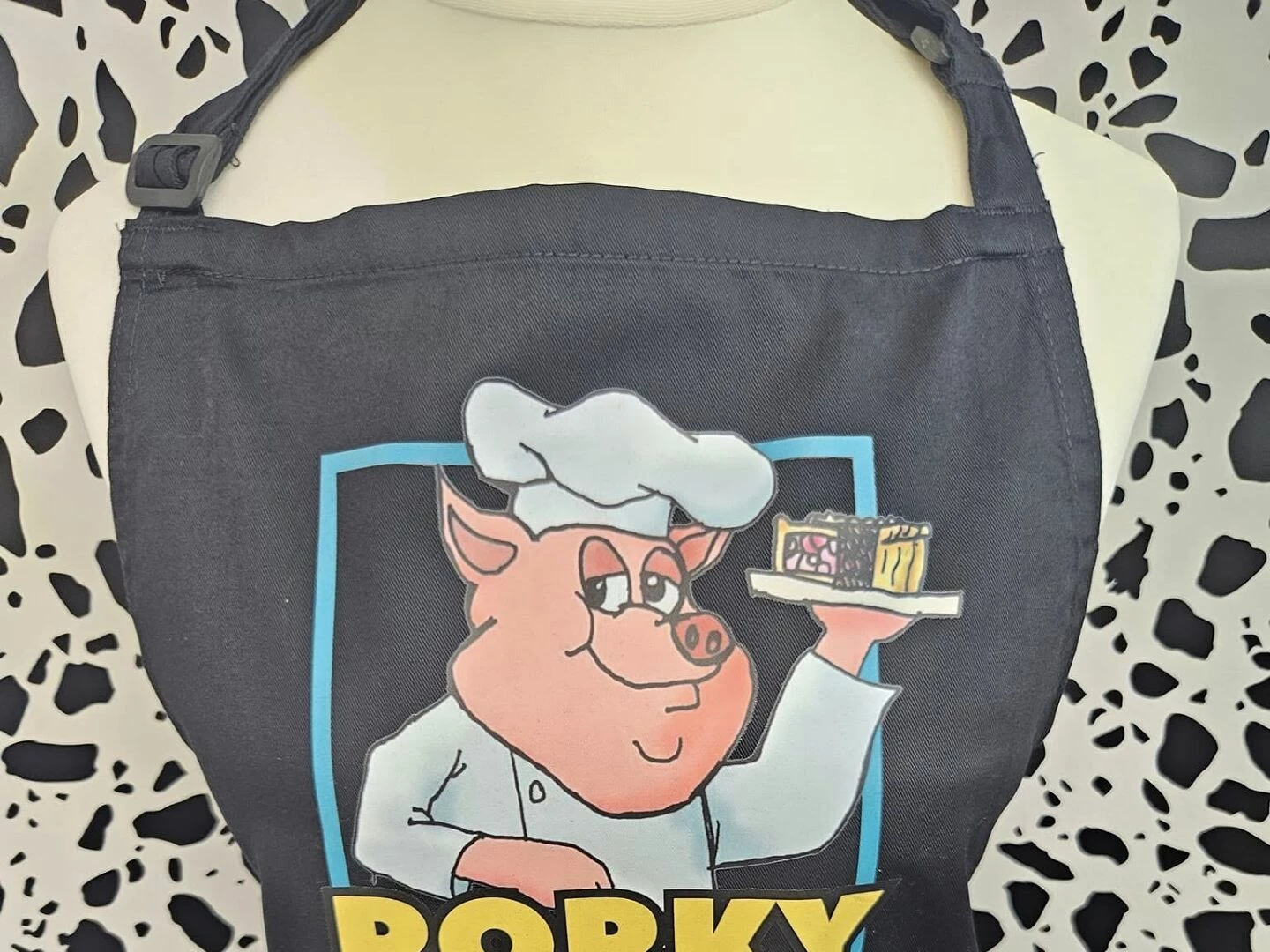 porky pies apron with dtf printing