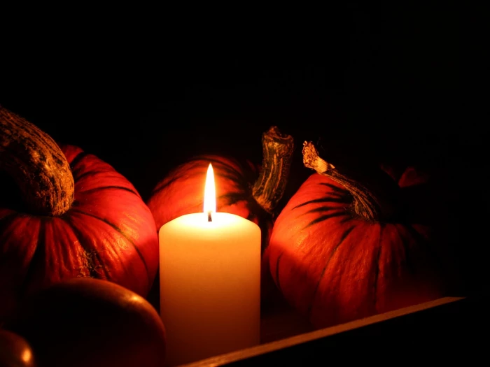 pumpkins and candle