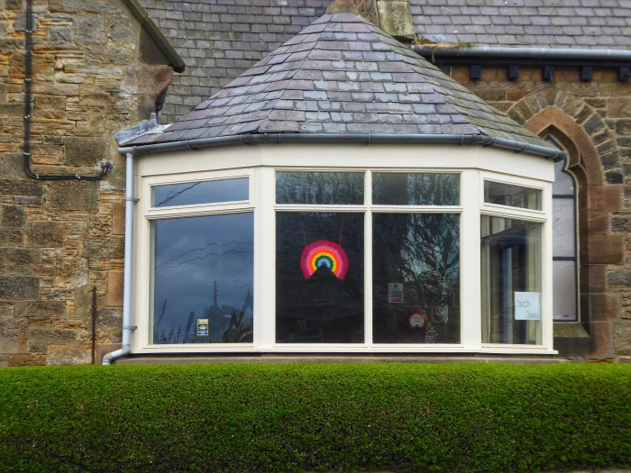 rainbow in window at etherley