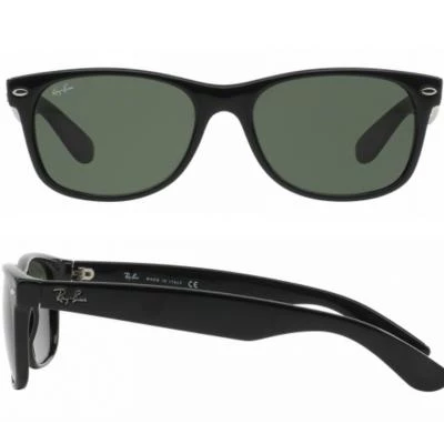 rayban new wayfarer shiny black crystal green