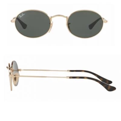 rayban oval flat gold with green crystal lenses