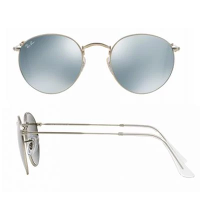 rb344701930shot2 rayban round matte silver with green mirror lenses