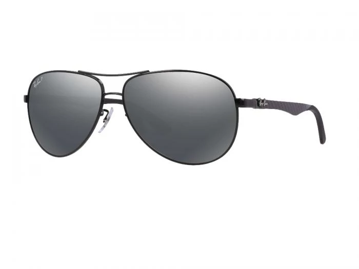 rb8301002k7tq rayban carbon fibre black  grey mirror polarised