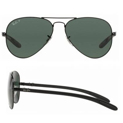 rb8307002n5shot2 rayban aviator carbon fibre black  green polarised