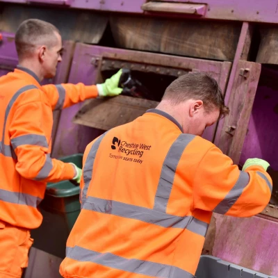 recycling experts bin men