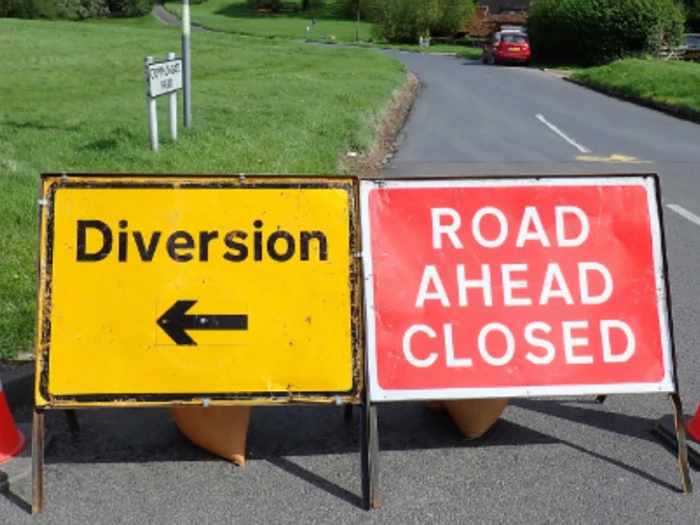 road closure sign