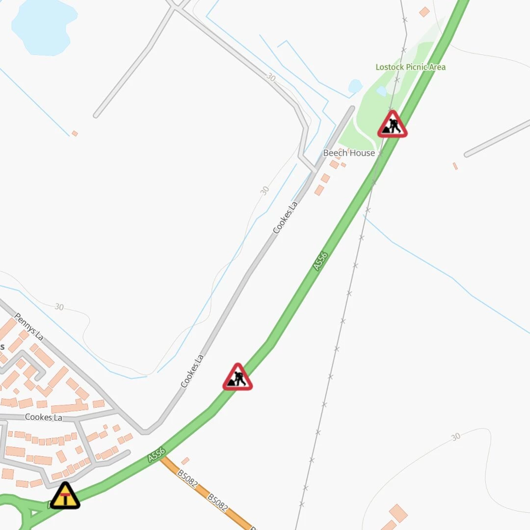 roadworks on a556
