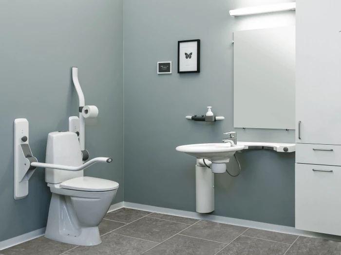 ropox to showcase accessible product ranges at naidex 2023 bathroom with swing washbasin