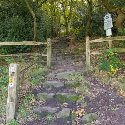 sandstone ridge   entrance to bulkeley hill woods 1
