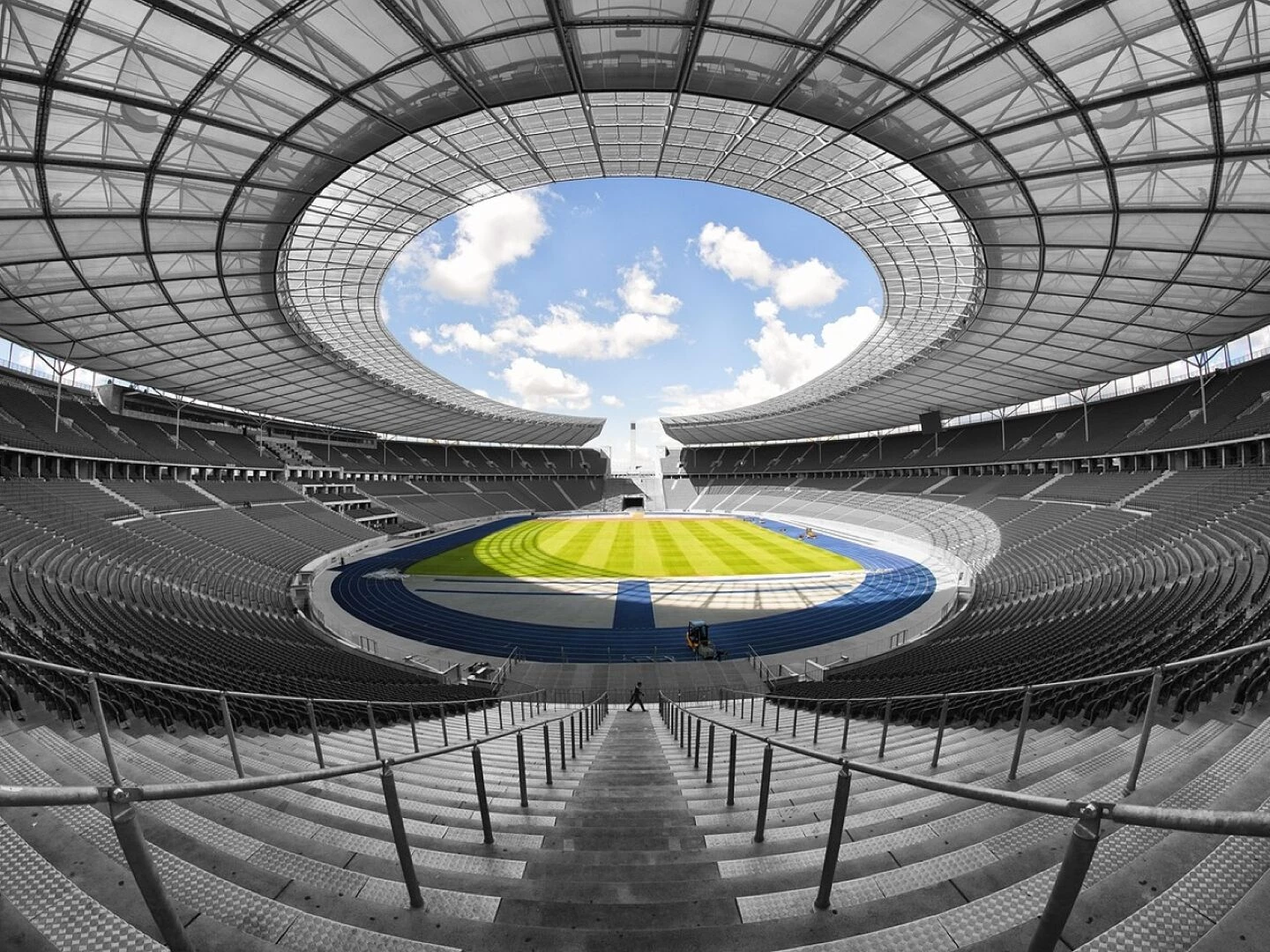 stadium olympic stadium structure field sport football football stadium berlin symmetrical extreme long shot stadium sport football football football football football