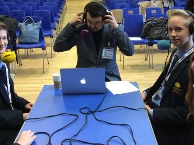 students recording with chris warburton