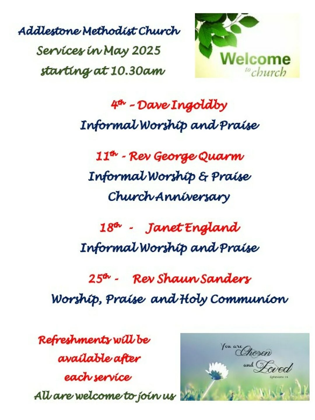 sunday services may 2025