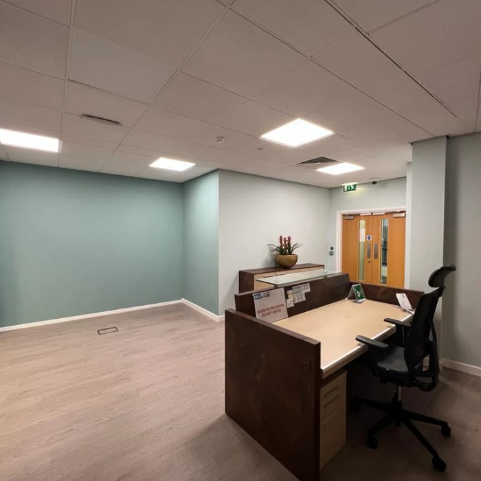 the reception area at qbe