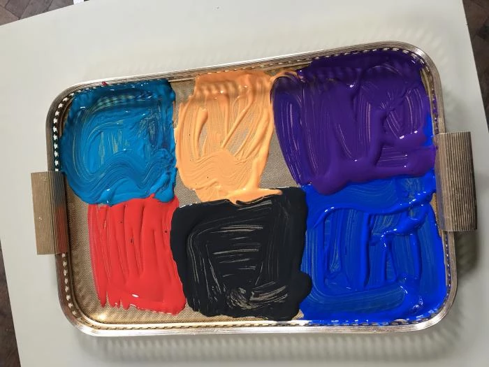tray of paint