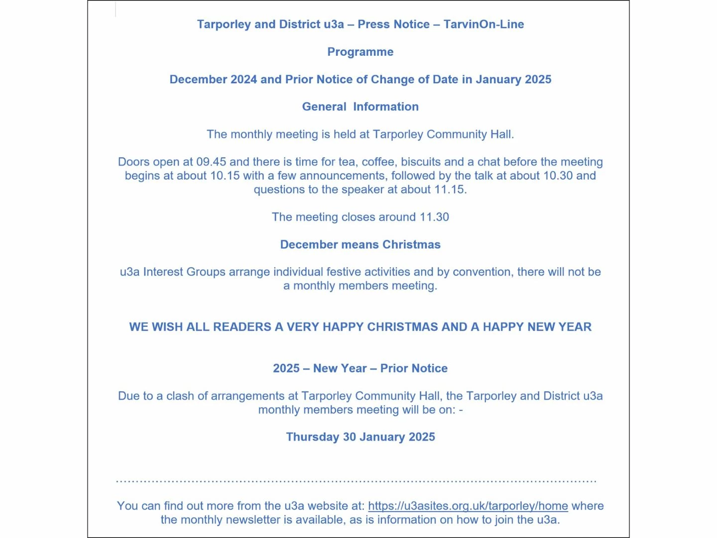 u3a press release november 2024