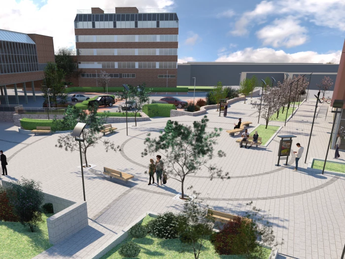 view of proposed crewe civic and cultural space including new magistrates court entrance