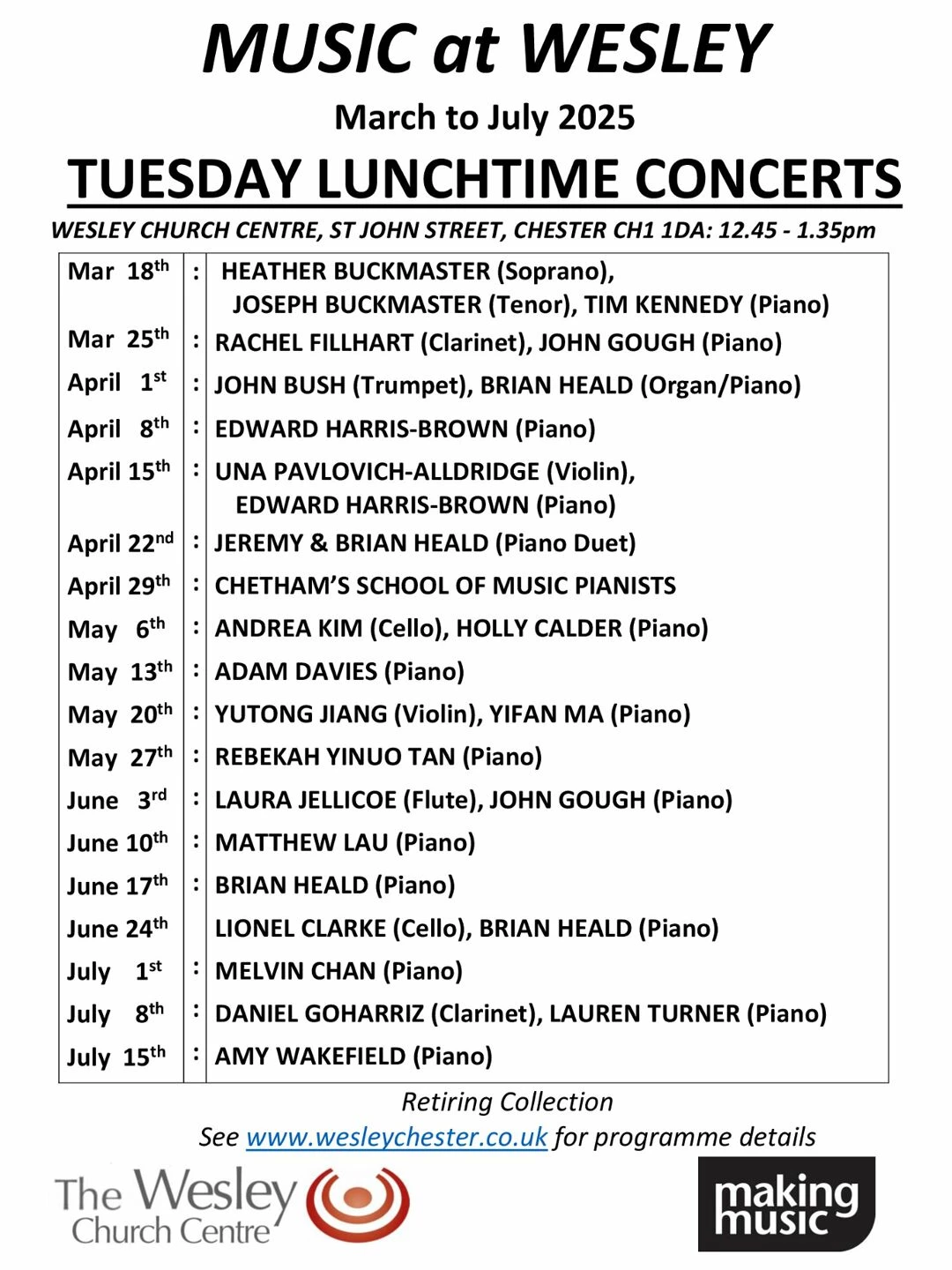 wesley lunchtime concerts