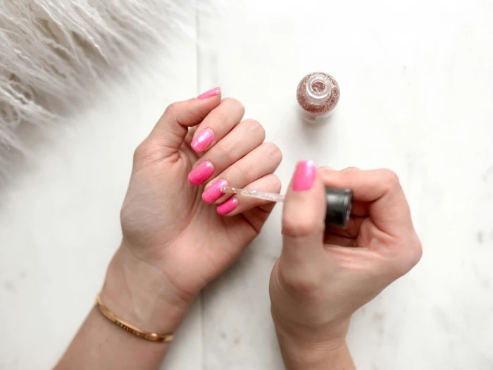 woman39s pink pedicure